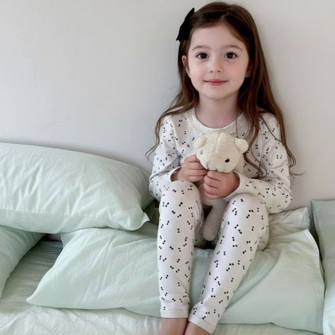 HARAROI 長袖家居服上下套裝 荷葉邊舒適迷你蝴蝶結