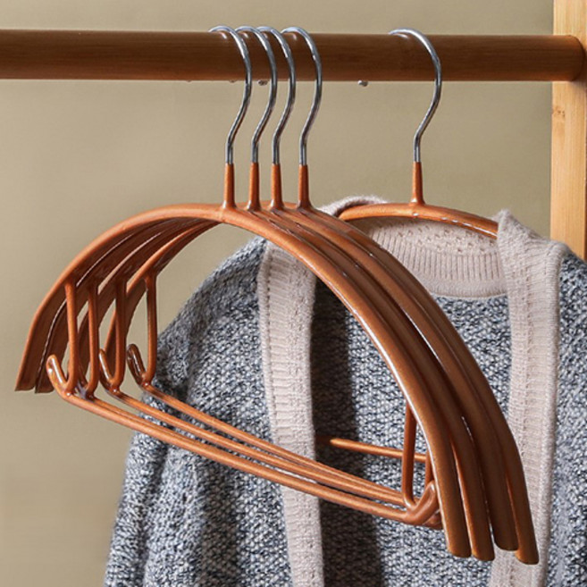 앞날창창 스텐 논슬립 어깨뿔방지 옷걸이, 브라운, 10개