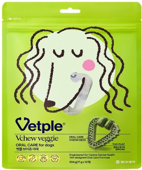 벳플 강아지 브이츄 덴탈껌, 1개, 204g, 야채맛