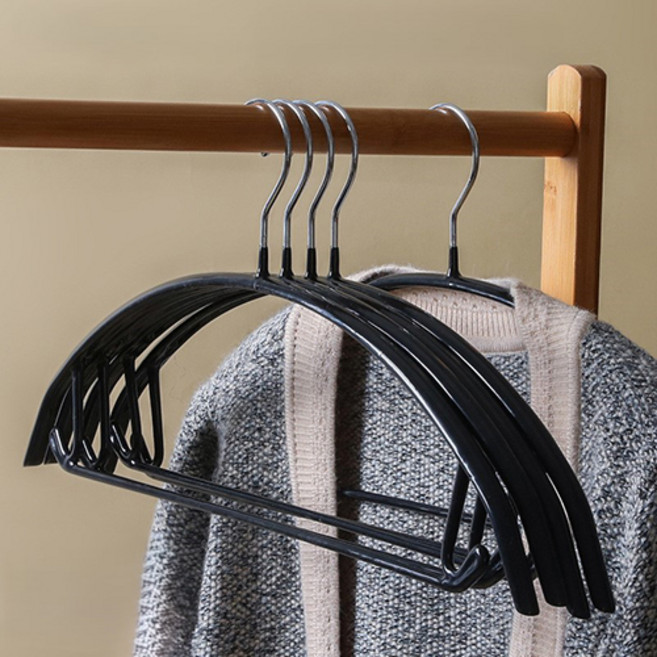 앞날창창 스텐 논슬립 어깨뿔방지 옷걸이, 블랙, 10개