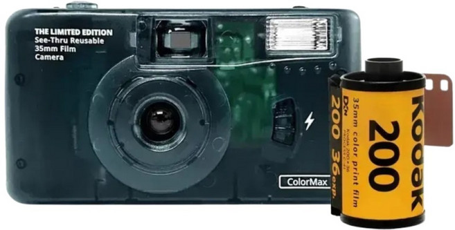 KODAK 柯達 果凍相機 禮品套裝組 黑色 ColorMax 附KODAK GOLD 200 膠捲底片, 1套