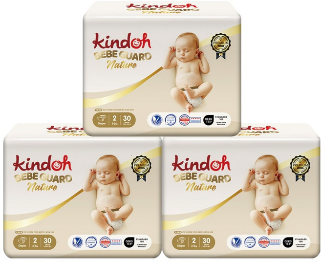 킨도 프리미엄 베베가드 네이처 밴드형 기저귀 소형 남여공용, 90매, 2단계