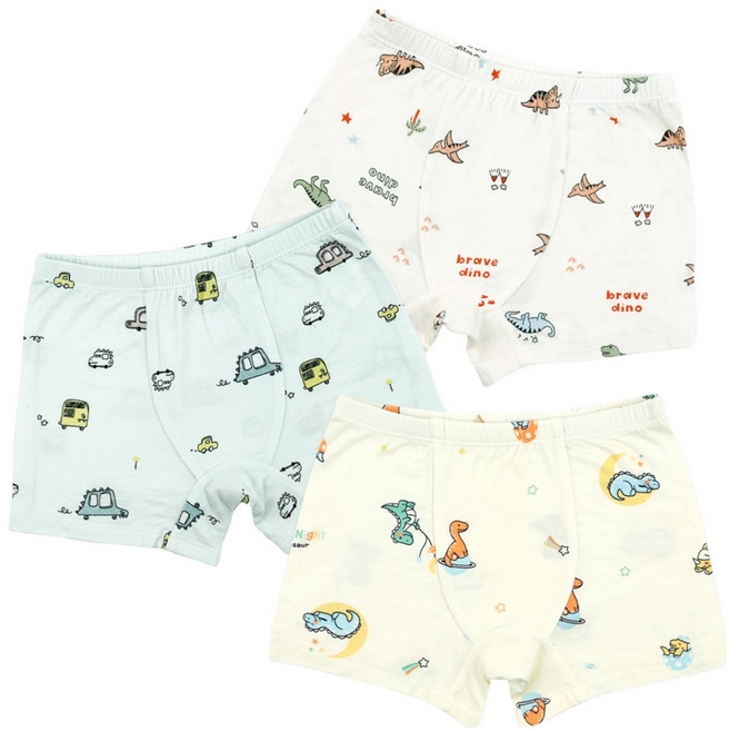 Maykids 無螢光兒童My Jurassic莫代爾四角褲3件組