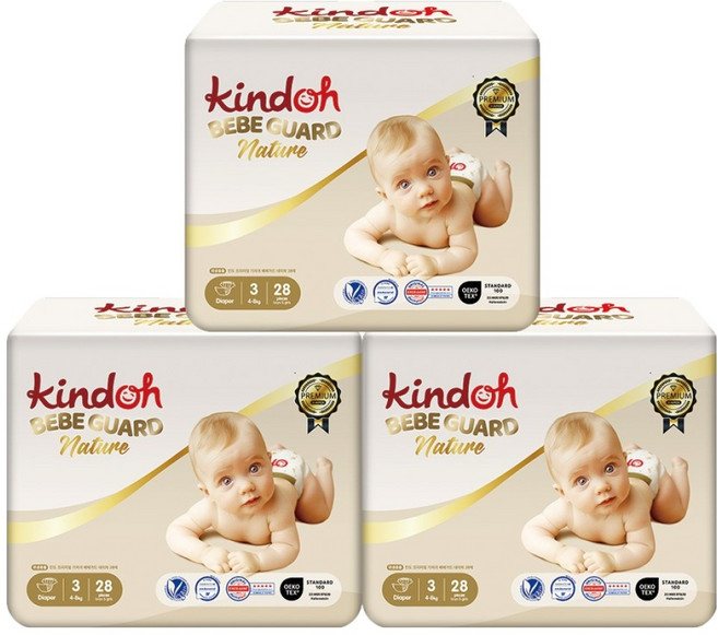 킨도 프리미엄 베베가드 네이처 밴드형 기저귀 중형 남여공용, 84매, 3단계