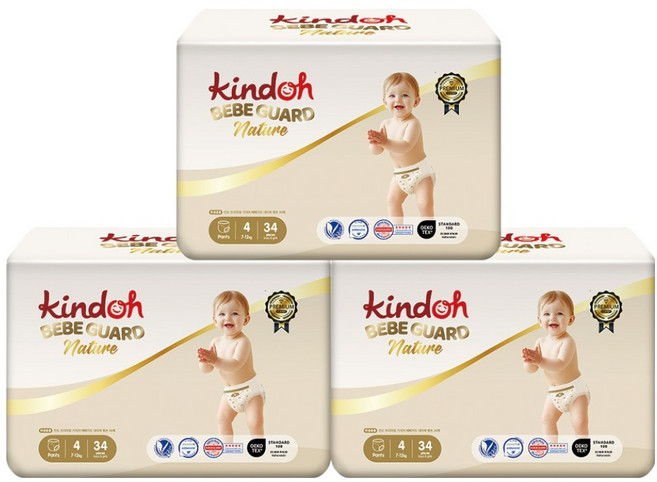 킨도 프리미엄 베베가드 네이처 팬츠형 기저귀 대형 남여공용, 102매, 4단계