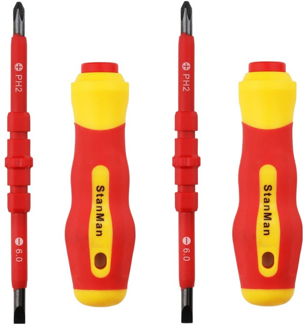 스탠맨 절연 일자 십자 자석 양용 드라이버, 2개