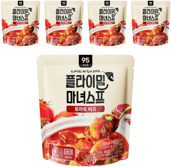플라이밀 마녀스프 토마토 비프, 300g, 5개