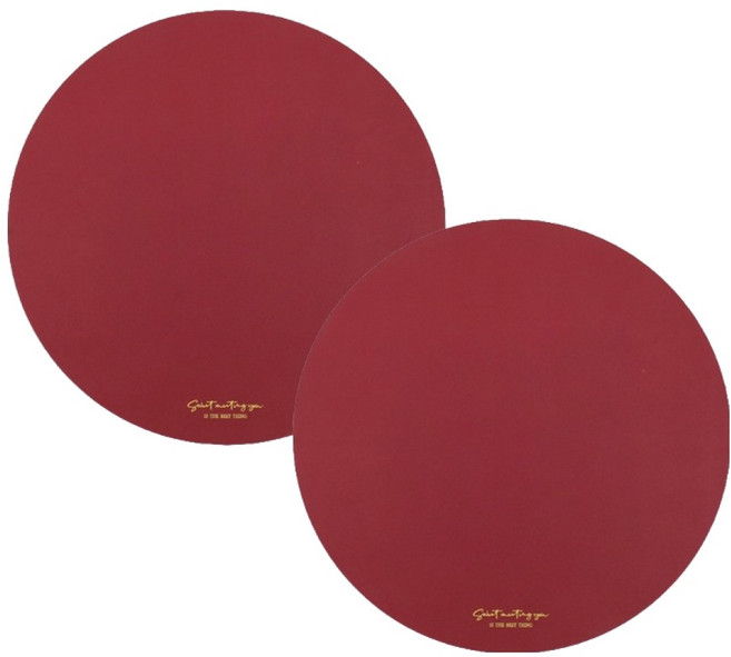American Road 經典皮革圓形餐墊 HR2584, 酒紅色, 2個, 直徑 38cm