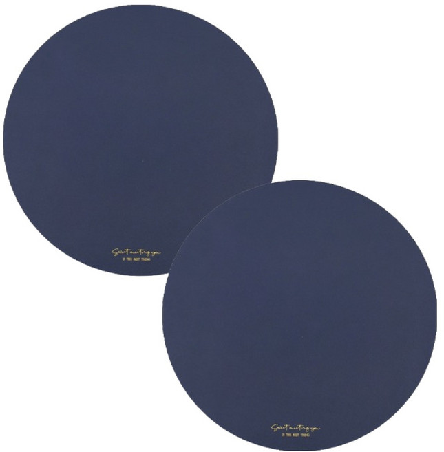 아메리칸로드 클래식 레더 원형 식탁매트 HR2584, 네이비, 2개, 지름 38cm