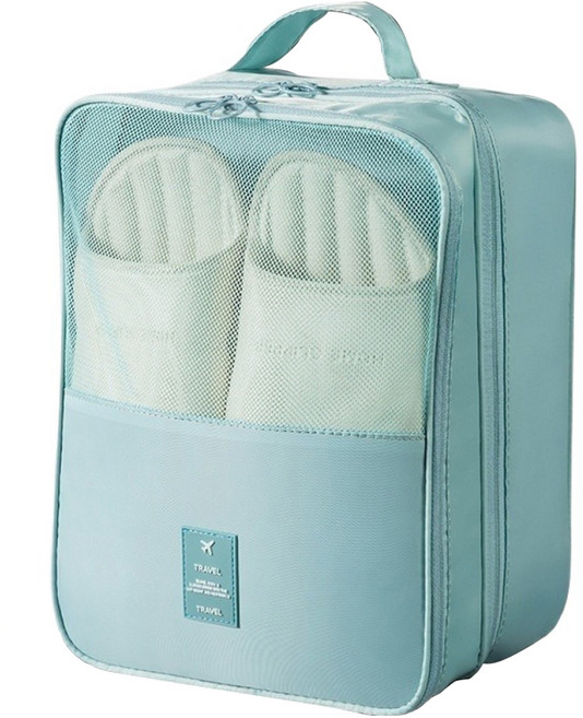 인투 휴대용 여행 신발 보관 수납 가방 FREE, 라이트 블루, 1개