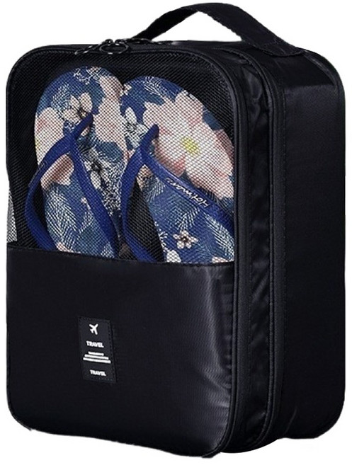 인투 휴대용 여행 신발 보관 수납 가방 FREE, 블랙, 1개