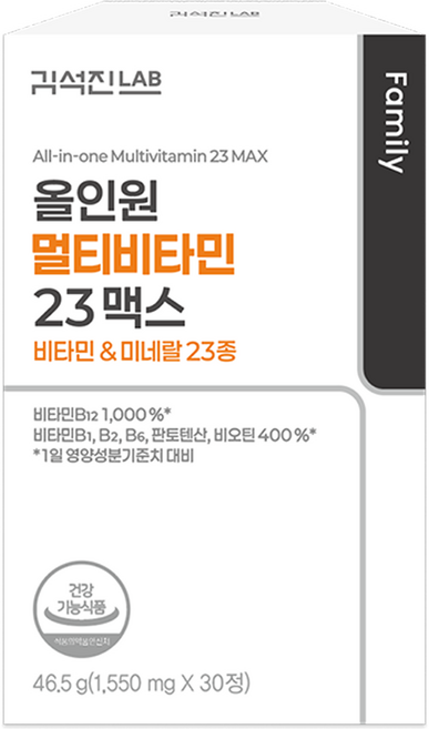김석진랩 올인원 멀티비타민 23맥스 46.5g, 1개, 30정