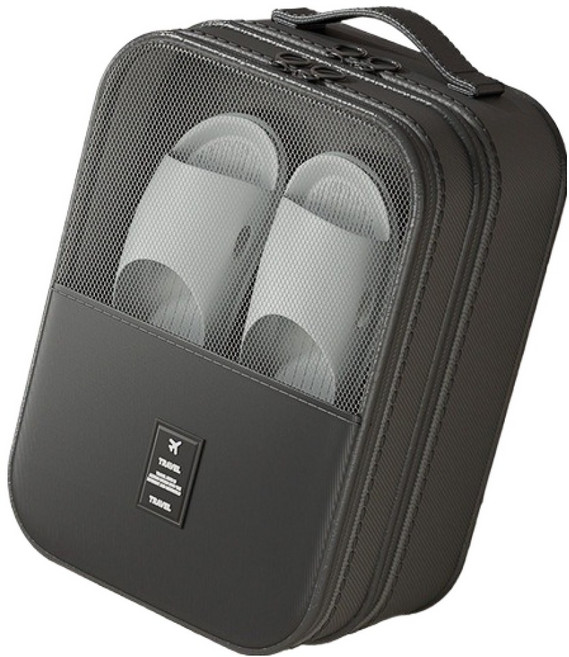 인투 여행용 신발 정리 수납 휴대용 슈즈백 30 x 22 x 15 cm, 블랙, 1개