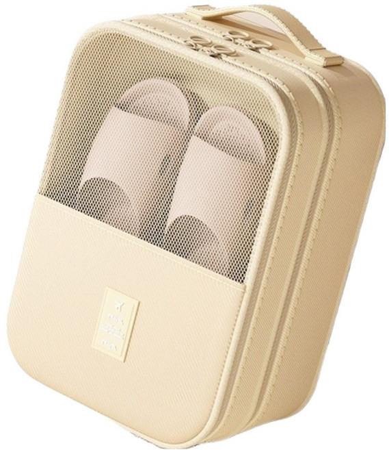 인투 여행용 신발 정리 수납 휴대용 슈즈백 30 x 22 x 15 cm, 베이지, 1개