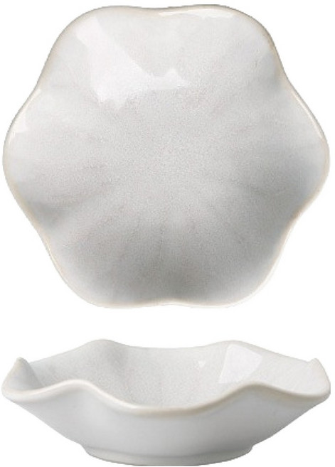 프렌치마르스꽃잎오리엔탈도자기양념소스종지그릇 MMM3632, 연잎화이트, 2개