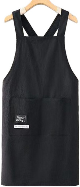 프렌치마르스 투포켓 공용 멜빵 다용도 작업 앞치마 MMM3617, 1개, 블랙