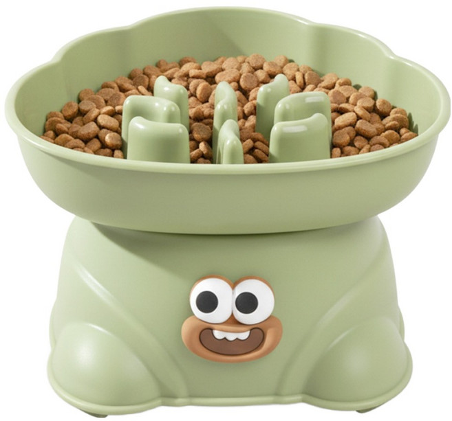 둥둥펫 반려동물 밥그릇 키높이 식기, 그린, 1개