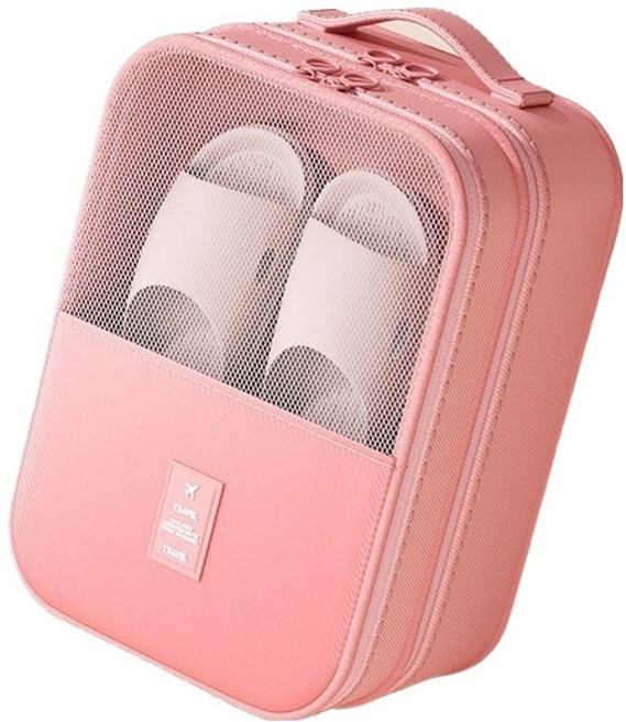 인투 여행용 신발 정리 수납 휴대용 슈즈백 30 x 22 x 15 cm, 핑크, 1개