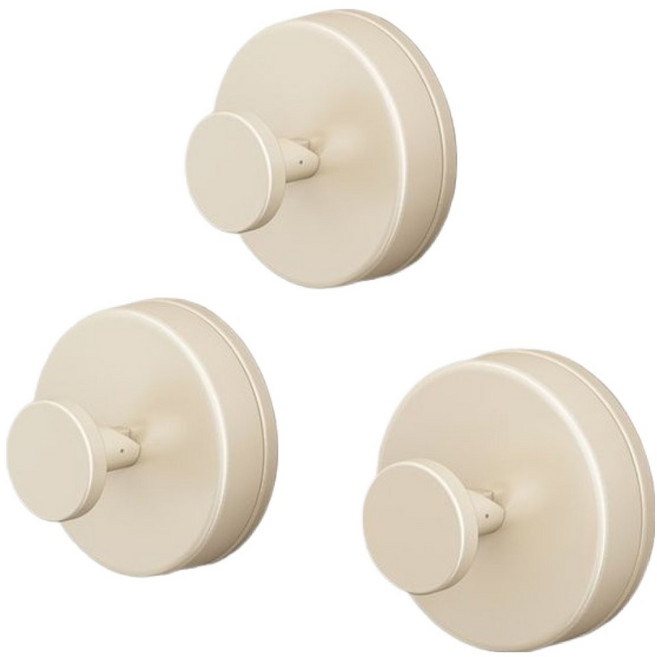 인투 흡착식 원형 옷걸이 문걸이 주방 욕실 다용도 벽걸이, 밀키 화이트, 3개