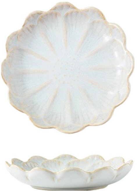 프렌치마르스꽃잎오리엔탈도자기양념소스종지그릇 MMM3632, 해바라기화이트, 2개