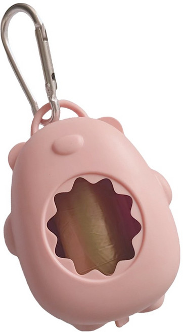 둥둥펫 강아지 곰탱이 풉백 케이스 + 배변봉투 15p 세트, 핑크, 1세트