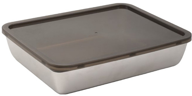 아워웍스 아워플로우 스텐 사각쟁반 밀폐 보관함 트레이 + 블랙 뚜껑 세트, 1세트, 트레이 + 뚜껑