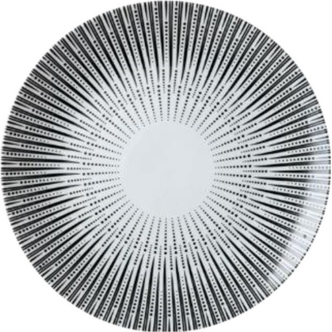 프렌치마르스 흑백 그래픽 미니멀 원형 요리접시, 화이트 줄무늬, 1개