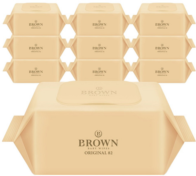 브라운 오리지널 엠보싱 저자극 물티슈 캡형, 55g, 82매, 10개