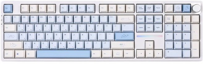 MONSTARGEAR 貓咪櫻桃韓文PBT熱昇華客製化點綴鵝卵石鍵帽 馬卡龍貓 173p, 蘇打, 鍵帽