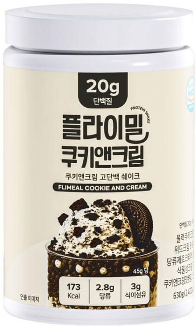 플라이밀 쿠키앤크림 단백질쉐이크, 630g, 1개