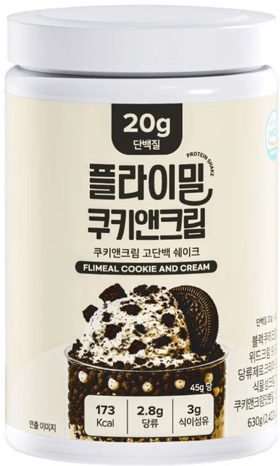 플라이밀 쿠키앤크림 단백질쉐이크, 630g, 1개 - 쿠팡