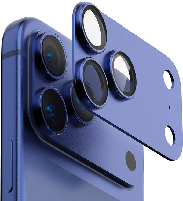 구스페리 일체형 빛번짐 차단 메탈 카메라섬 풀커버 보호필름 세트 네이비, 1세트