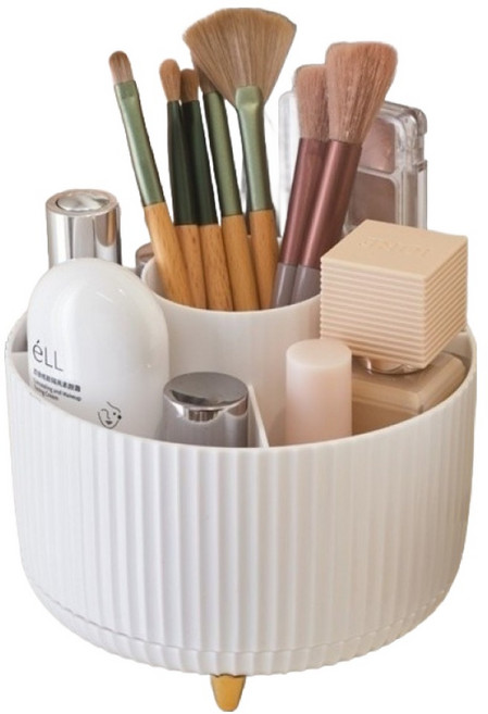 지음앤 회전식 화장품 정리함, 화이트, 1개