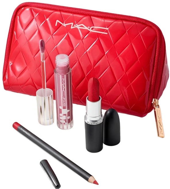 맥 홀리데이 대즐 기프트 컬렉션 트렌딩 투모로우 립 트리오 레드, 1개, 월 + 스페이스 샴페인 + 월 - 쿠팡