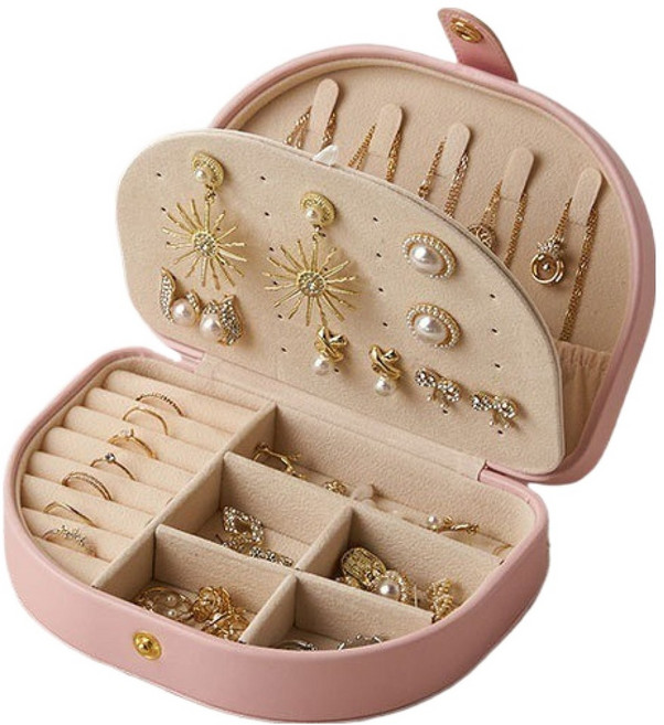 스윗콩 깔끔정리 주얼리 악세사리 목걸이 귀걸이 수납 보관함, 핑크, 1개