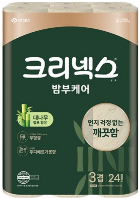 크리넥스 3겹 밤부케어 화장지, 25m, 24개입, 1개