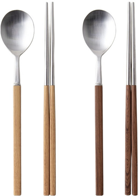 소소모소 멜로우 2인 수저세트, 우드, 1세트, 숟가락 2p + 젓가락 2p