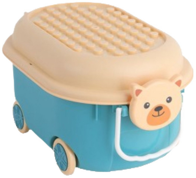 델리리움 바퀴달린 이동식 동물 디자인 장난감 정리함 곰, 블루, 1개