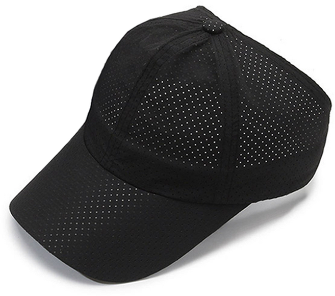 그리뉴얼 스포츠 러닝 포니테일 통기성 모자, 블랙, 1개