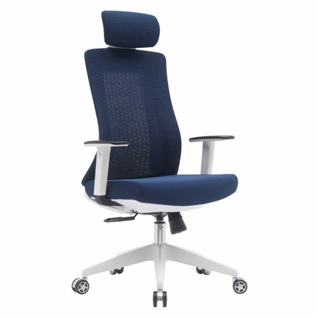 E-home Vortex 4.0 旋流白框高背半網扶手人體工學電腦椅 LX608A-nvy, 海軍藍