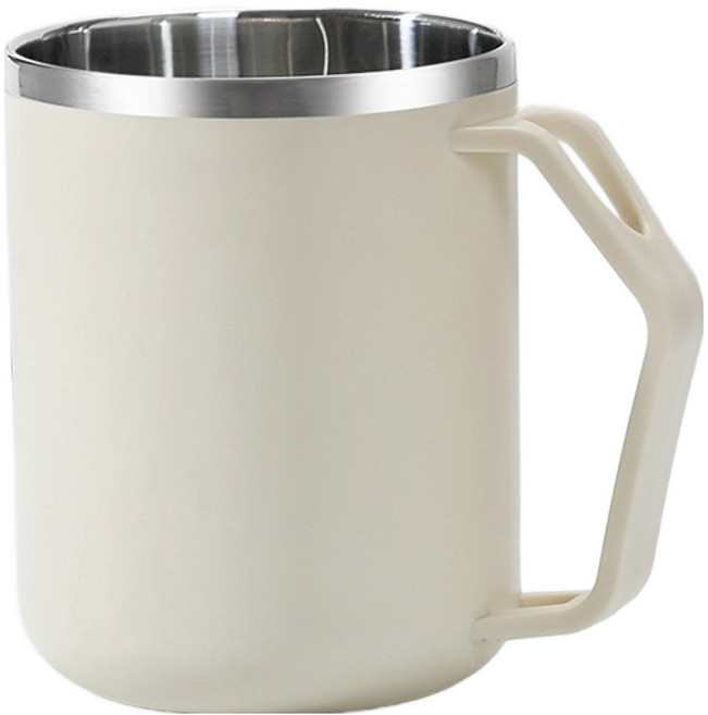 더자카 SUS304 스테인리스 손잡이형 욕실 양치컵 450ml, 아이보리, 1개