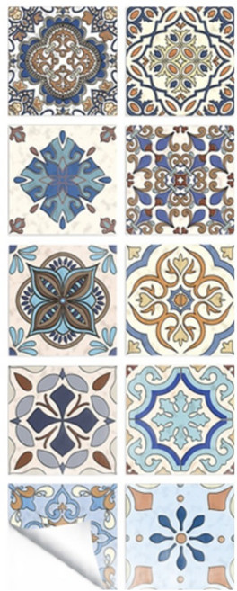 선빛 라모라 타일 스티커 10p, 블루엔틱