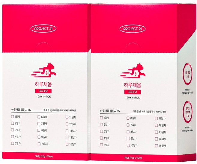 프로젝트21 고양이 하루채움 종합 영양제 참치&닭, 180g, 2개