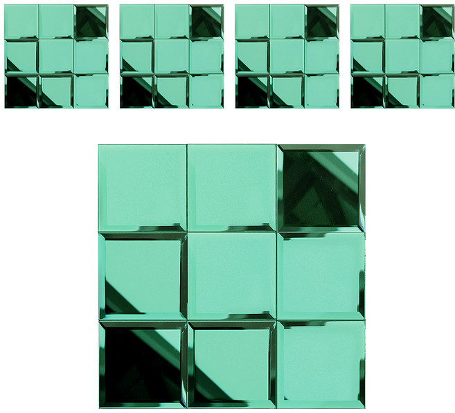 MONESPACE 鏡面馬賽克瓷磚 割邊 100mm, 綠色 綠鏡, 5個