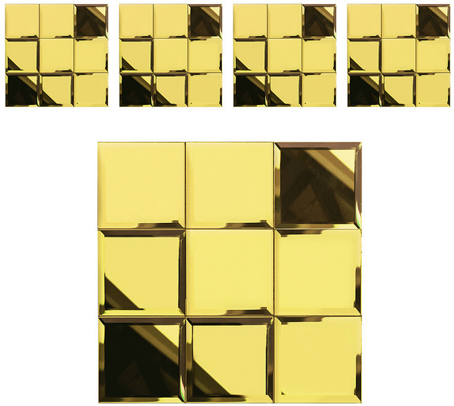 MONESPACE 鏡面馬賽克瓷磚 割邊 100mm, 金色 金鏡, 5個