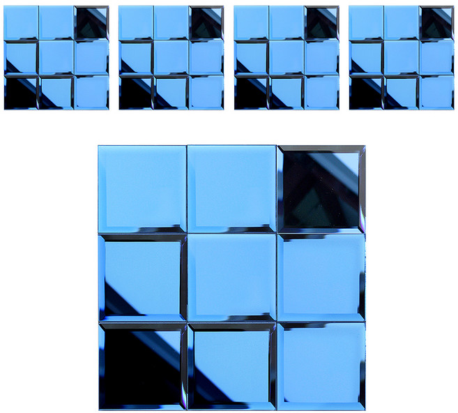MONESPACE 鏡面馬賽克瓷磚 割邊 100mm, 藍色 青鏡, 5個