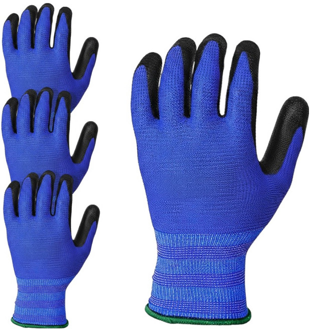 NBR 폼 작업용 안전 반코팅 장갑 양손착용 세트 M KDT-SU U3, 블루, 4세트