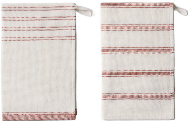 JAJU 거즈 주방 고리타월 50 x 30 cm 2종 세트, 브릭, 1세트