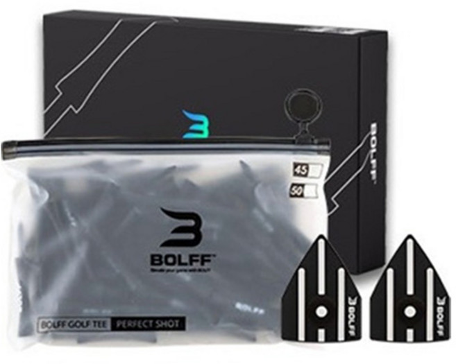 BOLFF 퍼펙트샷 골프티 에이밍 높이고정 대나무티 55p 세트, 1세트, 블랙