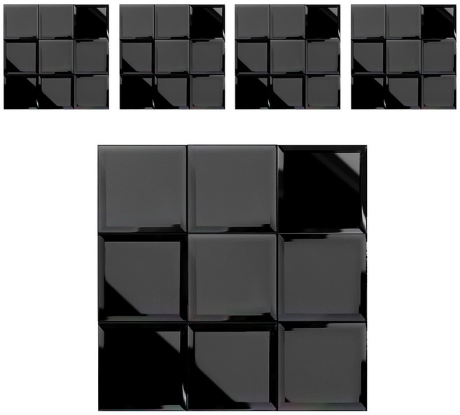 MONESPACE 鏡面馬賽克瓷磚 割邊 100mm, 黑色 黑鏡, 5個